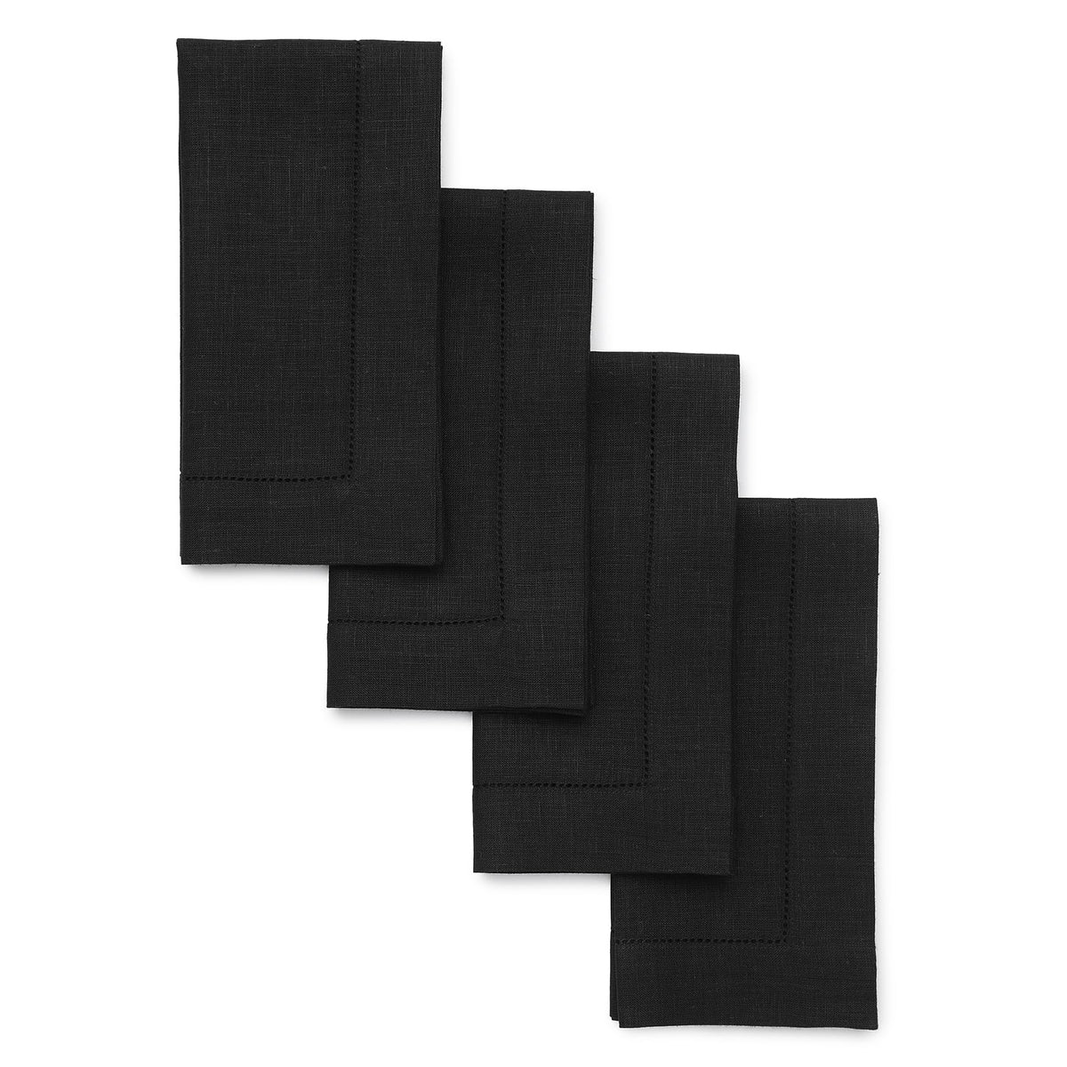 Solino Home 100% Pure Linen Placemats Green Hemstitch, 14 x 19 in, Set of 4