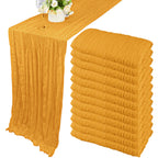 12 Pack 10Ft Cheesecloth Table Runner 35x120 Inch Boho Gauze Rustic Cheese Cloth Long Romantic Table Runner for Wedding Bridal Shower Birthday Party Table Decor (Beige)