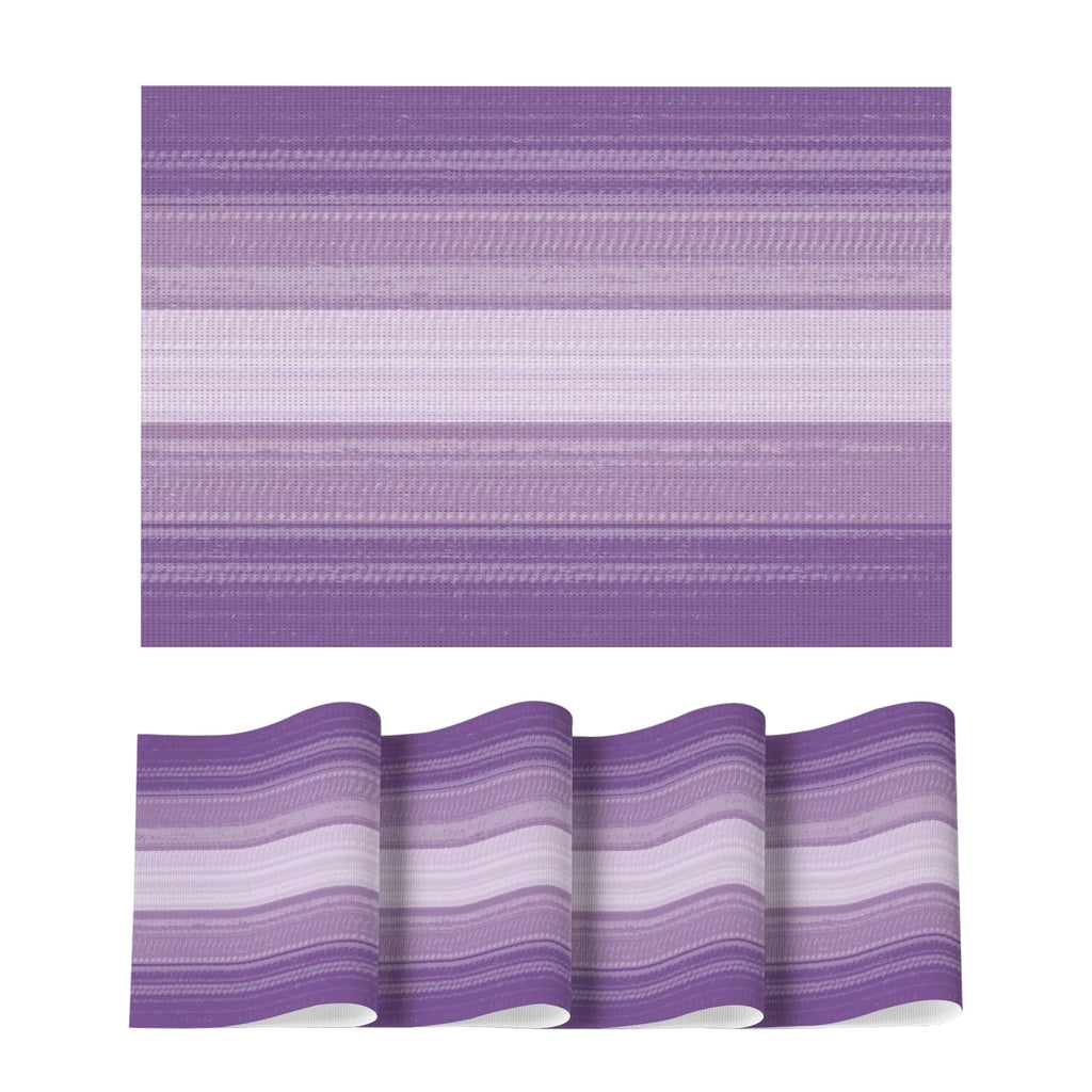 Artoid Mode Purple Gradient Stripes Placemats Set of 4, Washable Heat Resistant Non-Slip Woven Plastic Mardi Gras PVC Place Mats for Farmhouse Party Kitchen Dining Decor