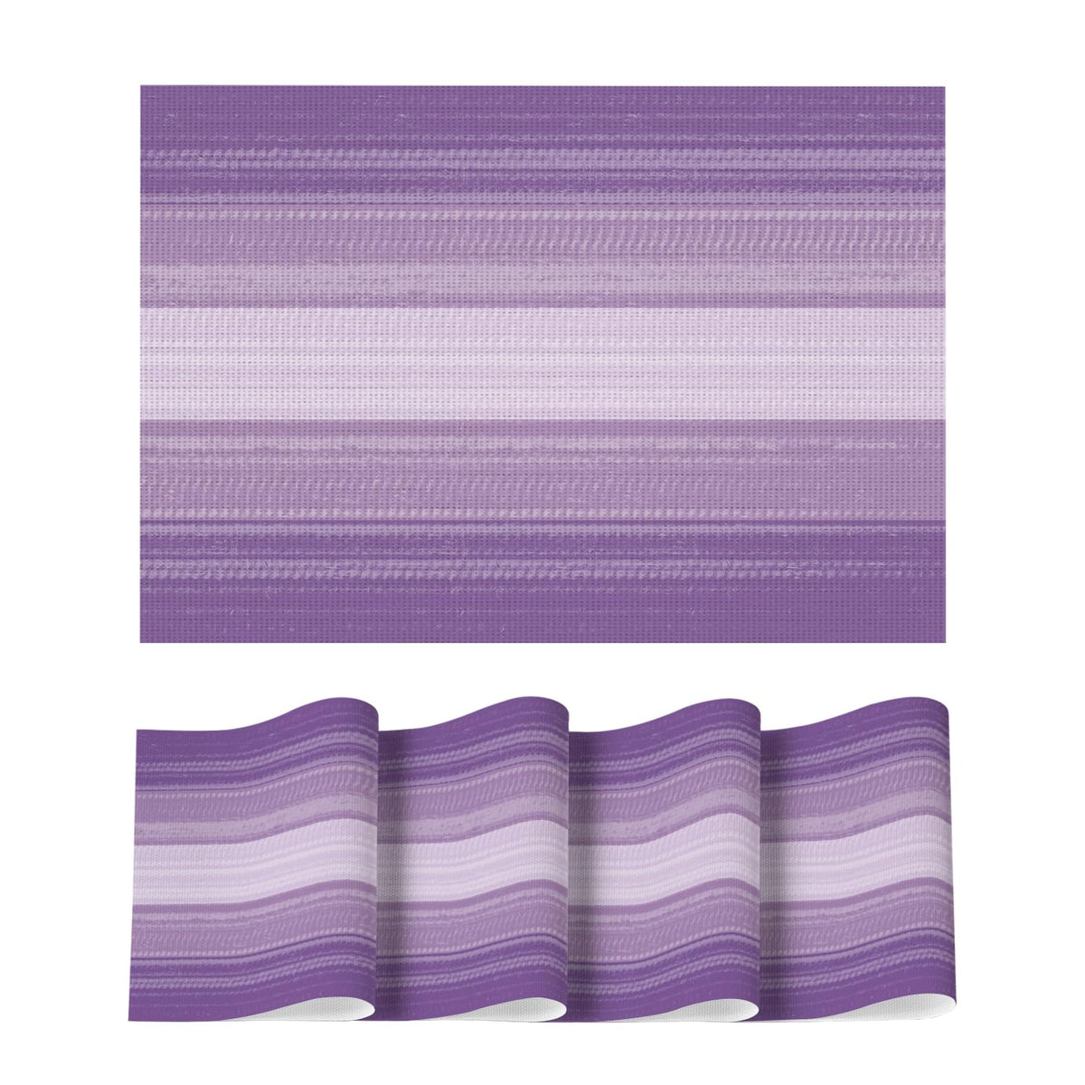 Artoid Mode Purple Gradient Stripes Placemats Set of 4, Washable Heat Resistant Non-Slip Woven Plastic Mardi Gras PVC Place Mats for Farmhouse Party Kitchen Dining Decor