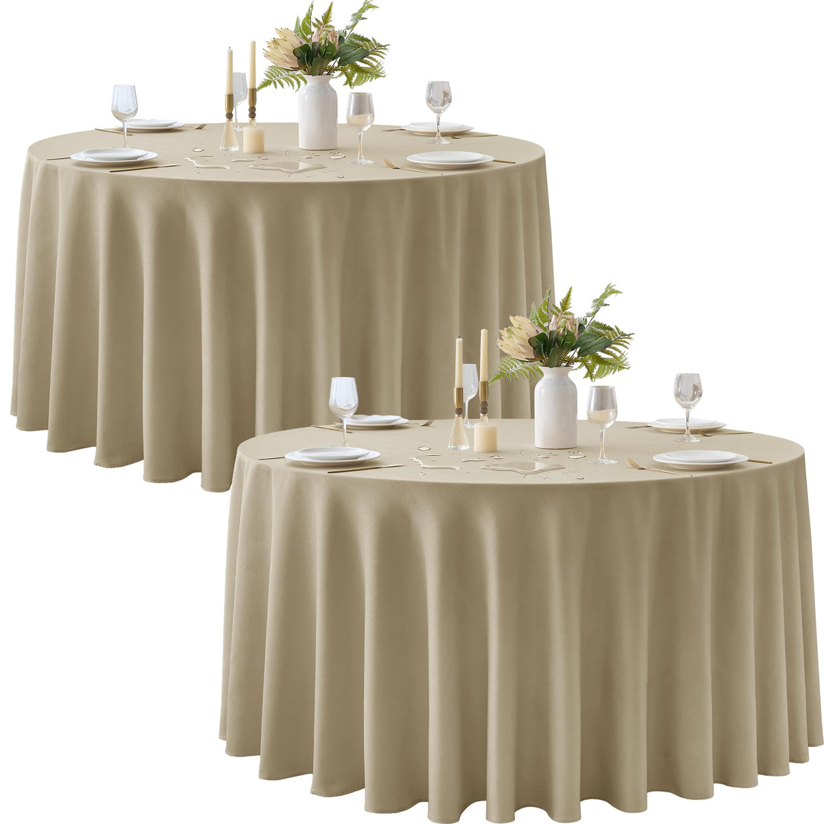 Table Cloths Rectangle 6ft, Slub Textured, Waterproof, 2-Pack