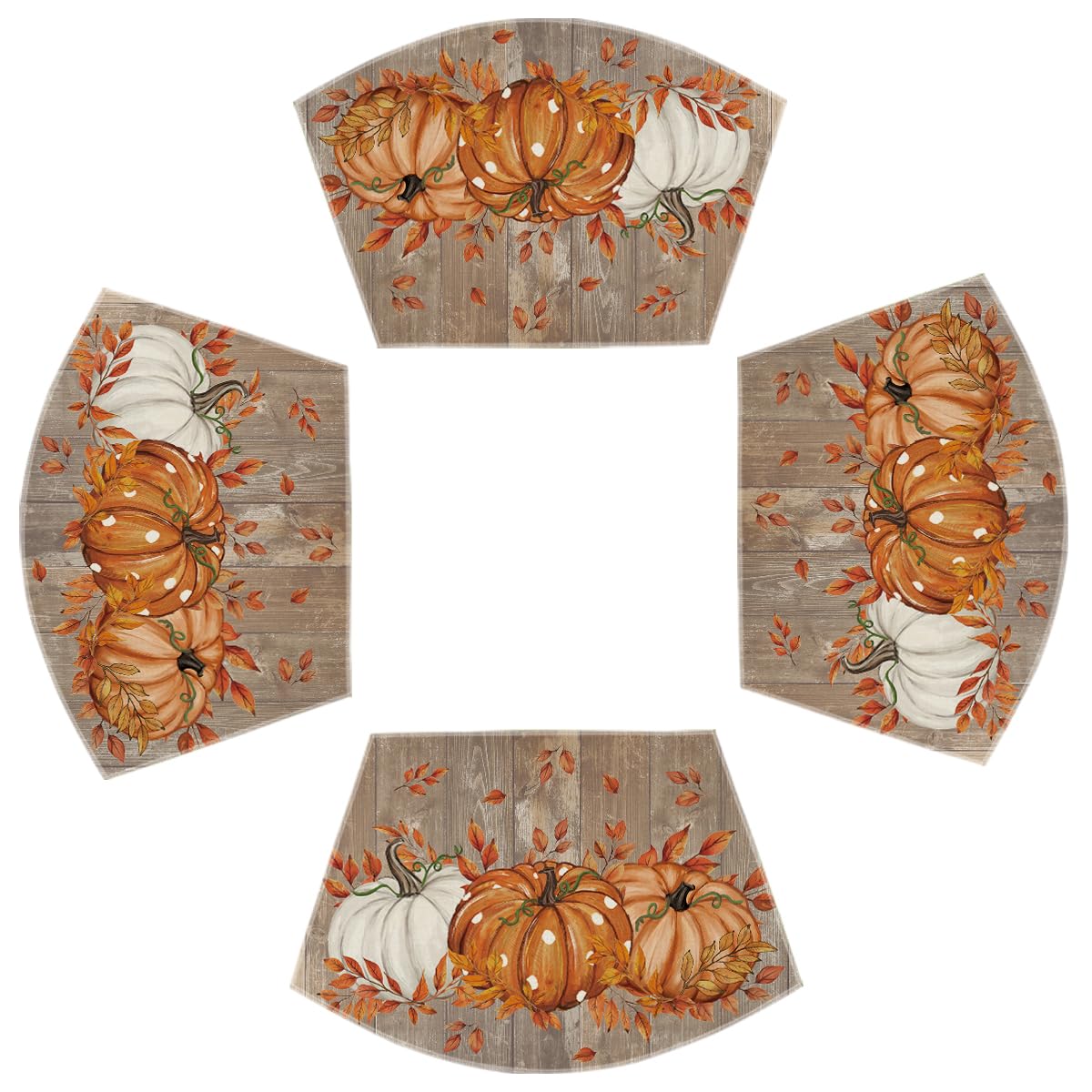 Artoid Mode Beige Pumpkins Leaves Fall Placemats Set of 4-12 x 18 Inch