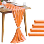 Pufogu 5 Pack 10Ft Light Yellow Chiffon Table Runner Sheer 29x120 Inch