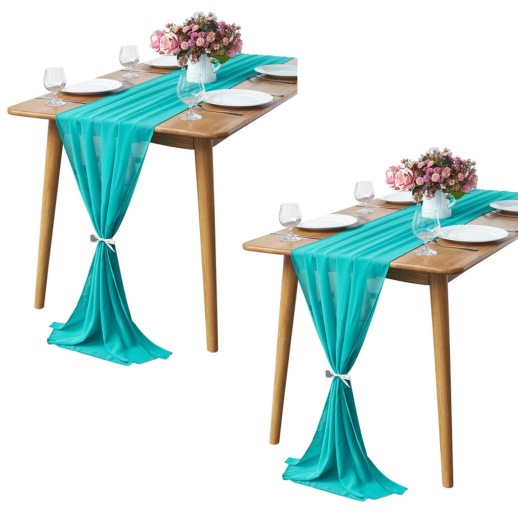 Pufogu 5 Pack 10Ft Light Yellow Chiffon Table Runner Sheer 29x120 Inch