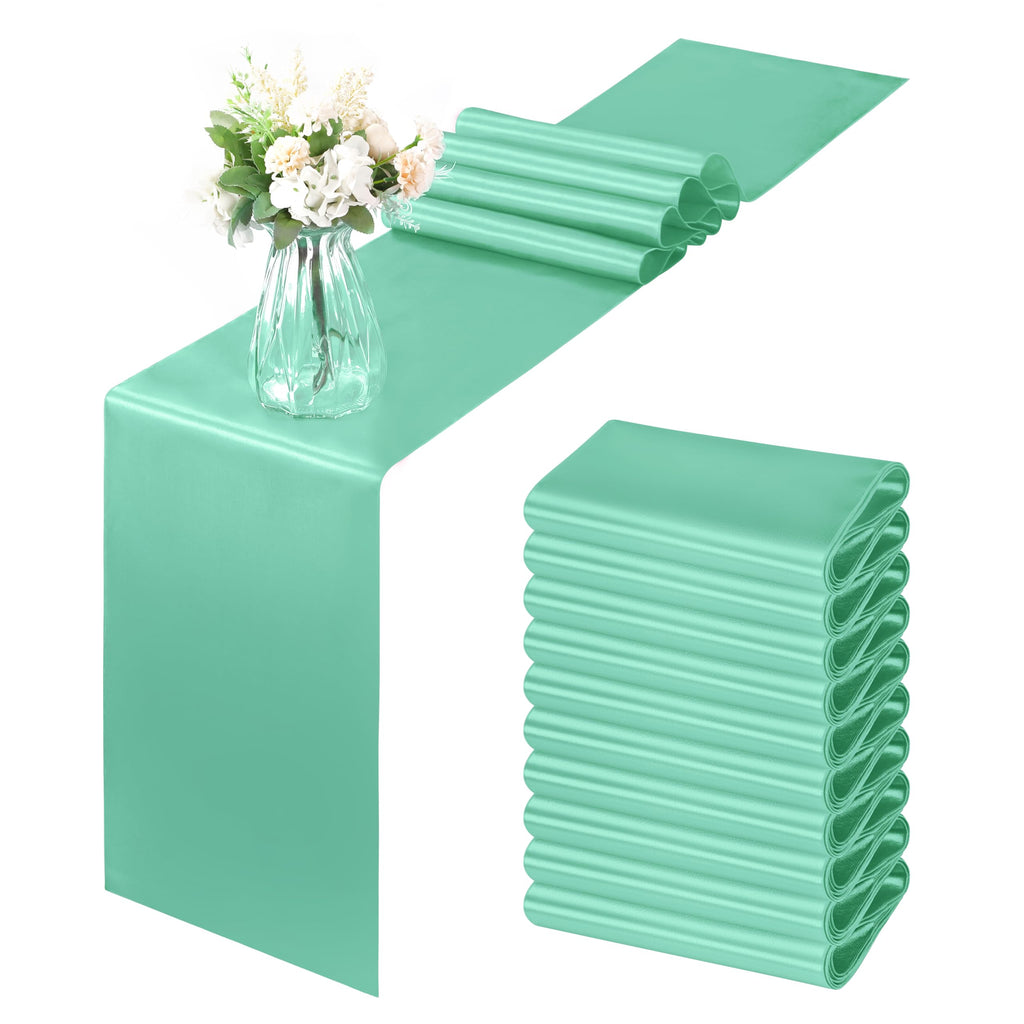 Horbaunal 12 Pack Sage Green Satin Table Runner 12 x 108 Inch