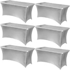 Obstal 6 Pack Stretch Spandex Table Covers for 6 Foot Tables, Black
