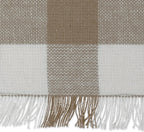DII Fringed Check Tabletop, Table Runner, 14x108, Stone Brown