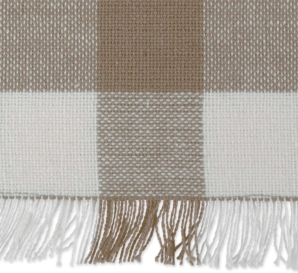 DII Fringed Check Tabletop, Table Runner, 14x108, Stone Brown