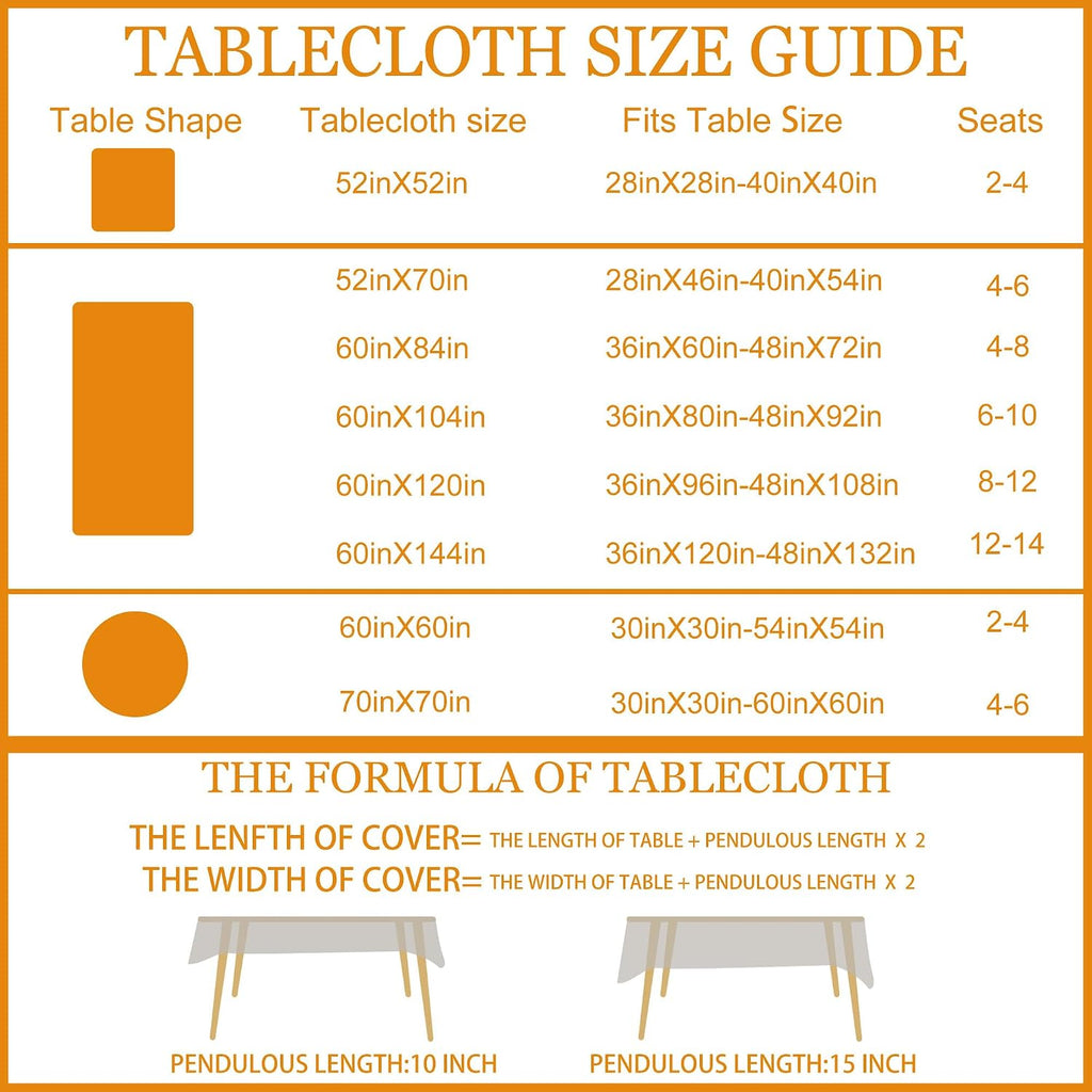 Fall Tablecloth 60x84 Inch Rectangle - Fall Decor Fade Resistant