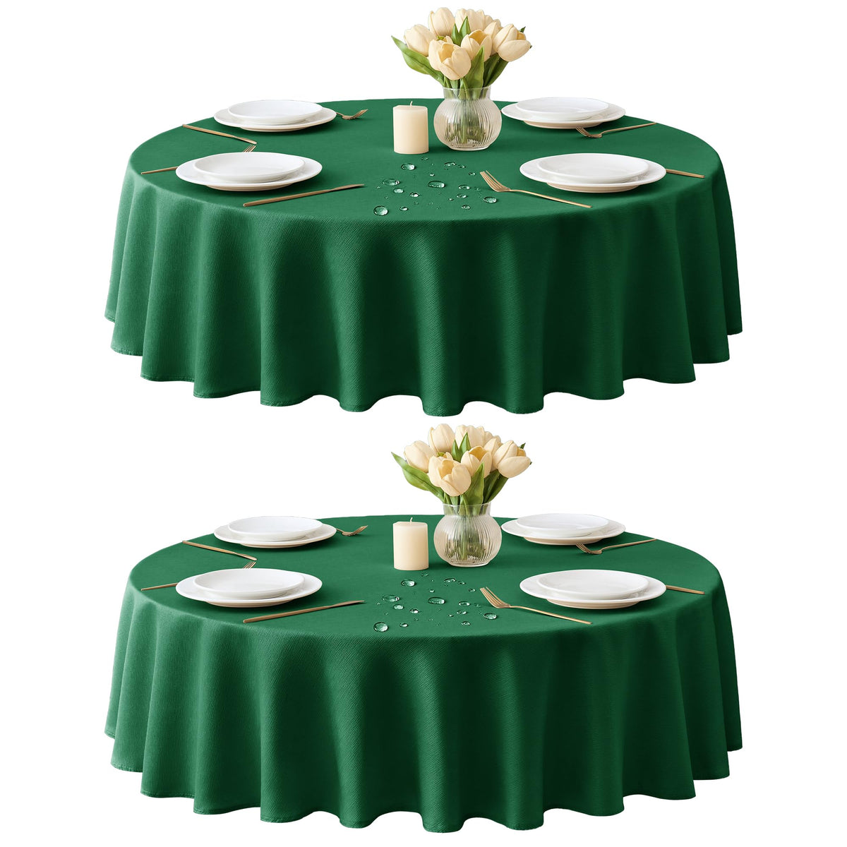 Table Cloths Rectangle 6ft, Slub Textured, Waterproof, 2-Pack