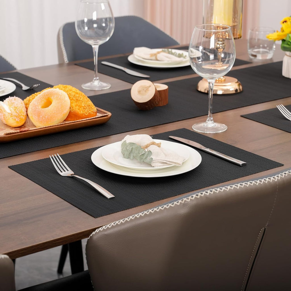 Myir JUN Black Placemats Set of 8 Kitchen and Dining Table Placemats