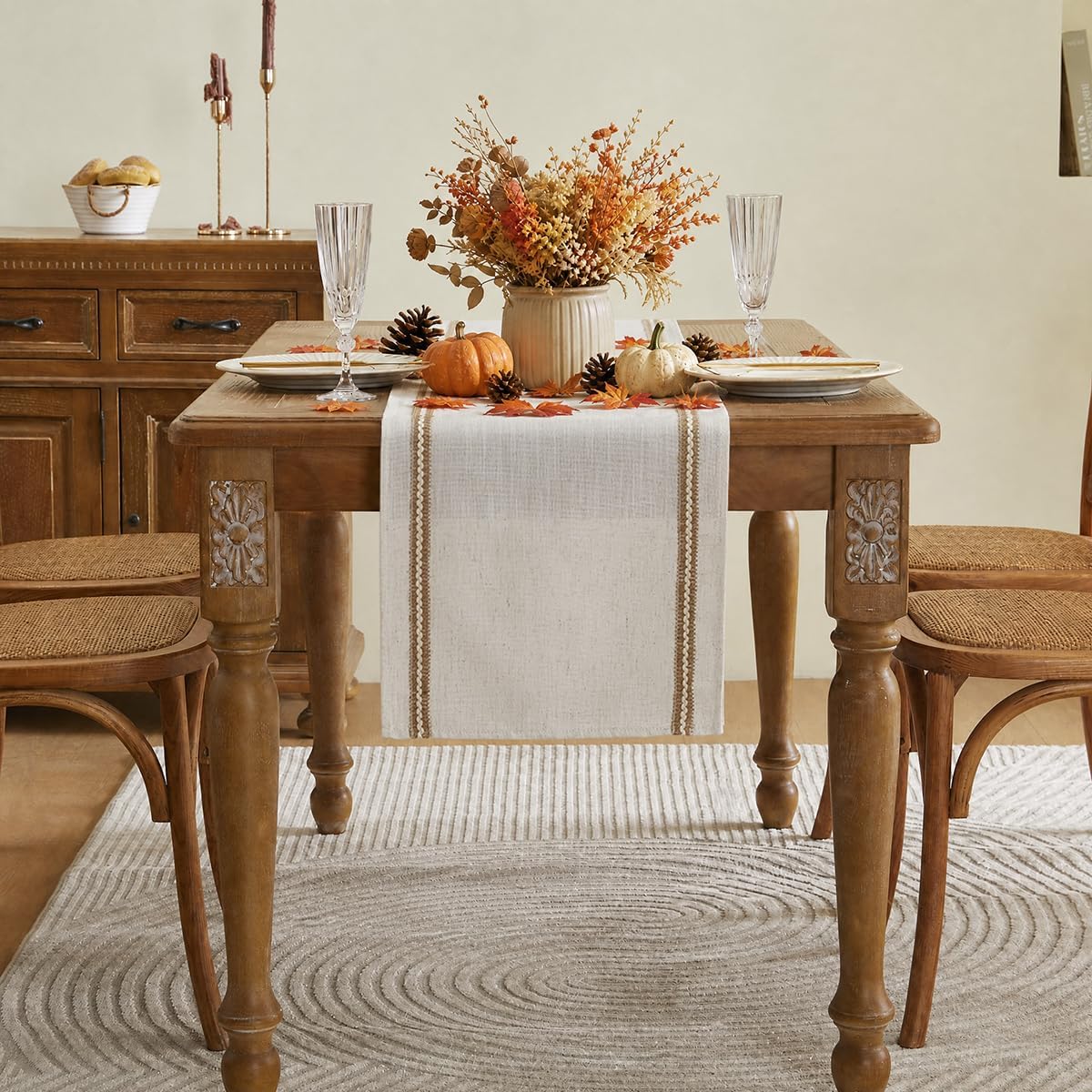 Wracra Jute Table Runner, Farmhouse Table Runners 72 Inches Long