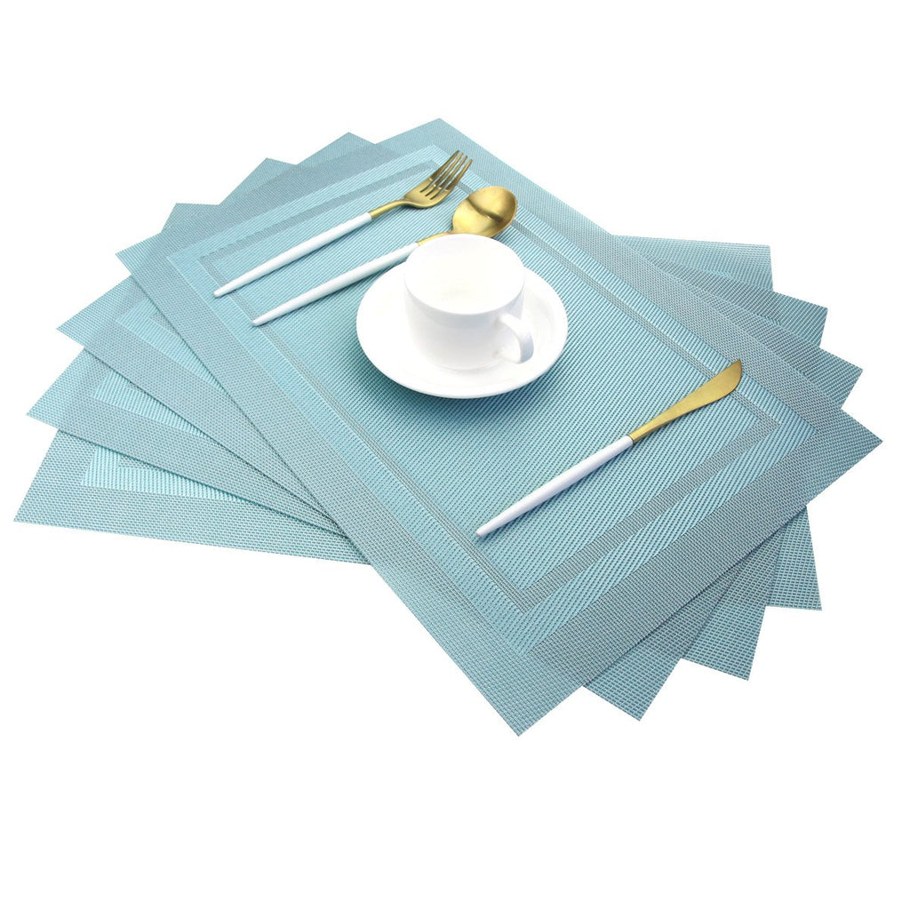 PIGCHCY Place Mats Heat-Resistant Non Slip Placemats Washable Easy to Clean Woven Vinyl Placemats for Dining Table (Set of 4, Brown)
