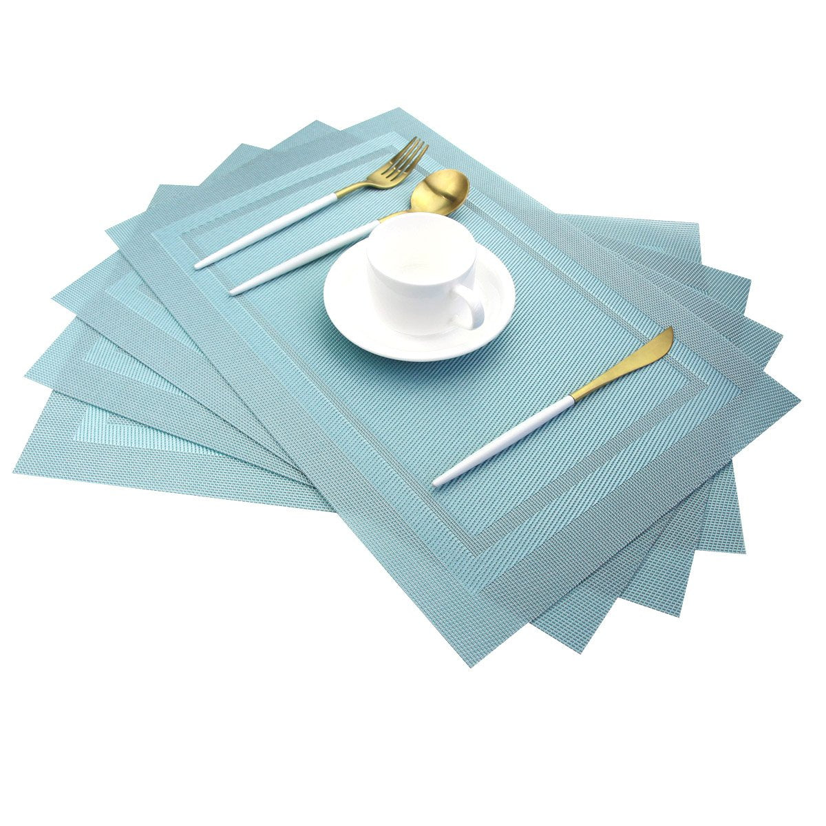 PIGCHCY Place Mats Heat-Resistant Non Slip Placemats Washable Easy to Clean Woven Vinyl Placemats for Dining Table (Set of 4, Brown)