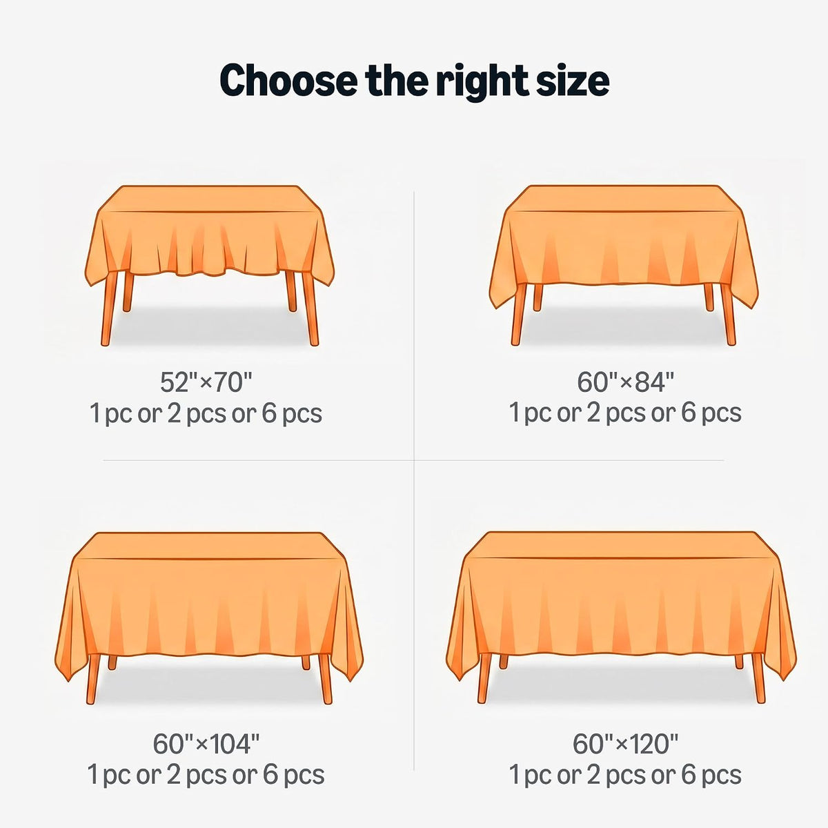 Amazon Basics Thin Rectangle Tablecloths, Water-Resistant Textured Fabric, Wrinkle Resistant, Washable Decorative Table Cover for Dining, Parties, 60" x 84", Beige, Pack of 2