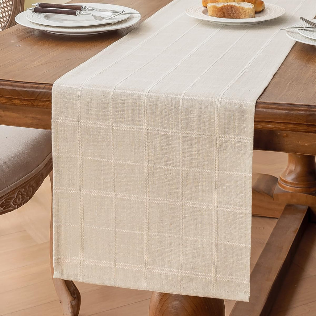 Linen Textured Table Runner, Ivory Table Runners 72 Inches Long