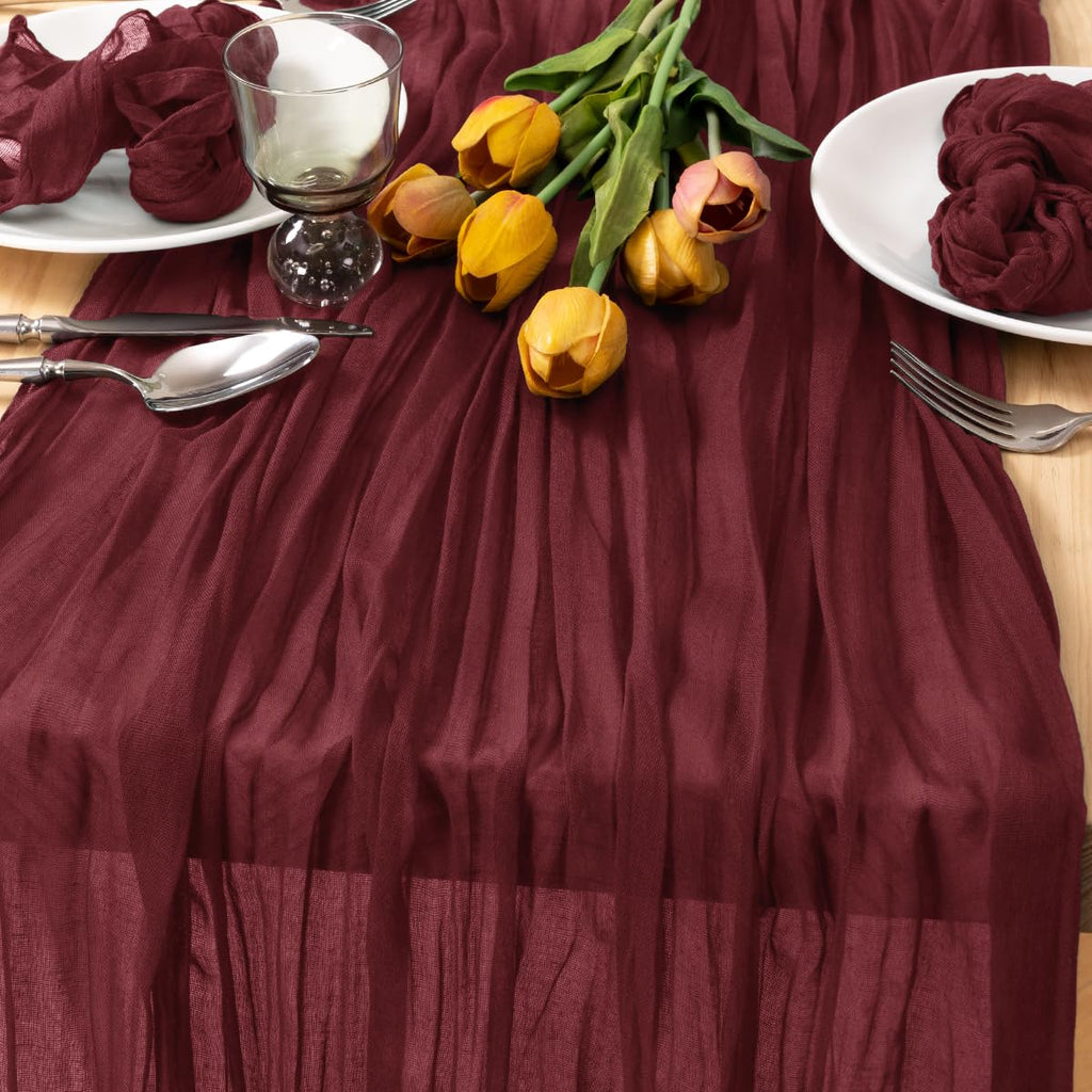 Ivory Cheesecloth Table Runner Farmhouse Fall Table Runner 10ft, 12 Pack