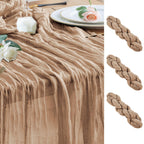 Wokceer Cheesecloth Table Runner Beige 10FT Boho Gauze Runner, 2 Pack