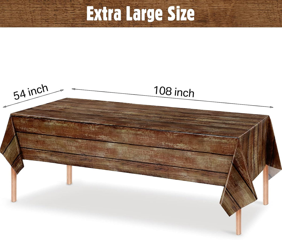 Irenare 8 Pcs Brown Wood Grain Western Tablecloth Plastic