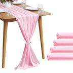 Pufogu 5 Pack 10Ft Light Yellow Chiffon Table Runner Sheer 29x120 Inch