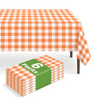 6 Pack Disposable Blue Gingham Plastic Tablecloth, 54 x 108 Inch