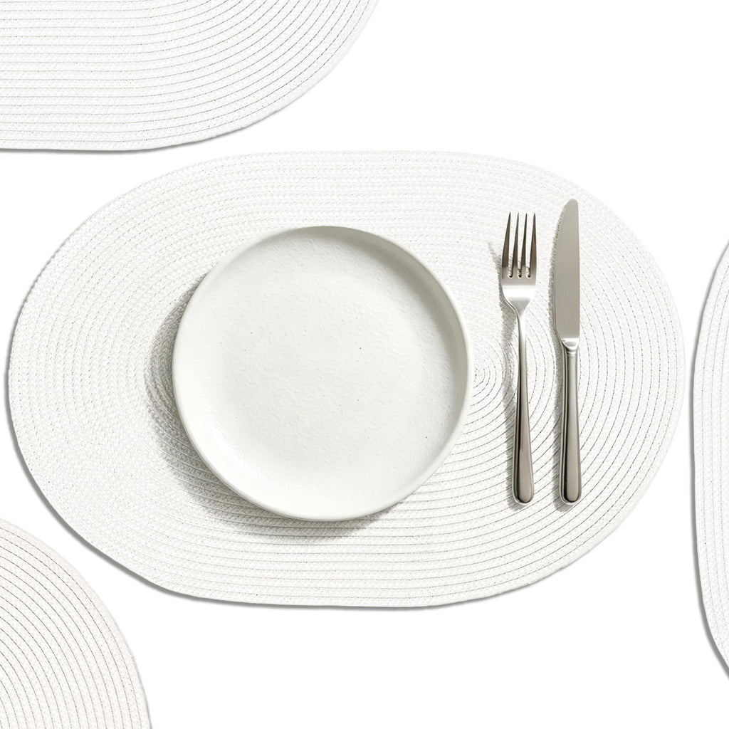 AHHFSMEI Placemats Set of 8 for Dining Table Washable Woven Non-Slip 18x12 inches Placemat Heat-Resistant Durable Table Mats for Dining Table Easy to Clean (Yellow, 8)