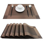 PIGCHCY Place Mats Heat-Resistant Non Slip Placemats Washable Easy to Clean Woven Vinyl Placemats for Dining Table (Set of 4, Brown)