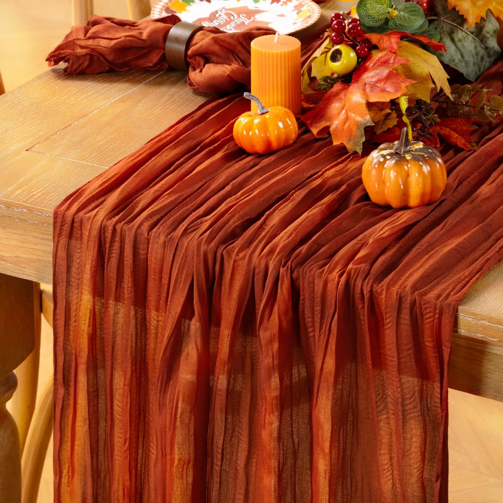 Ivory Cheesecloth Table Runner Farmhouse Fall Table Runner 10ft, 12 Pack