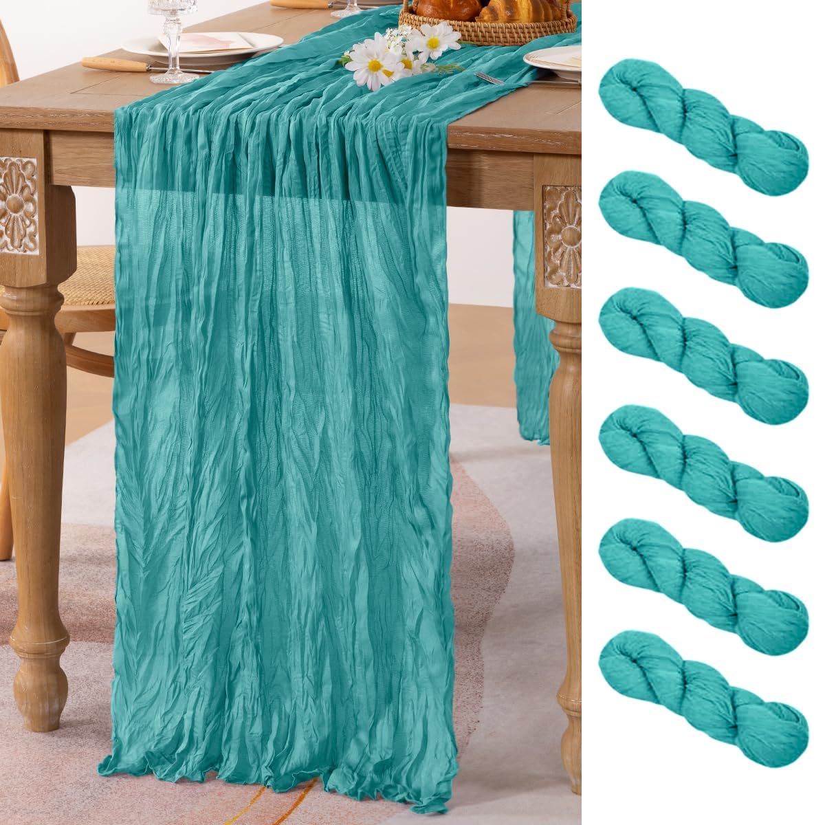 Ivory Cheesecloth Table Runner Farmhouse Fall Table Runner 10ft, 12 Pack