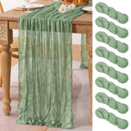 Ivory Cheesecloth Table Runner Farmhouse Fall Table Runner 10ft, 12 Pack