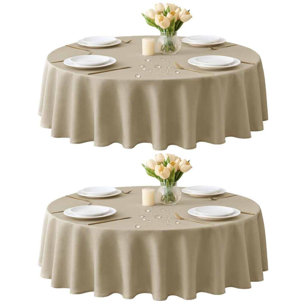 Table Cloths Rectangle 6ft, Slub Textured, Waterproof, 2-Pack