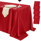 4 Pack Burgundy Satin Tablecloth 58 x 102 Inch Overlay Seamless Design