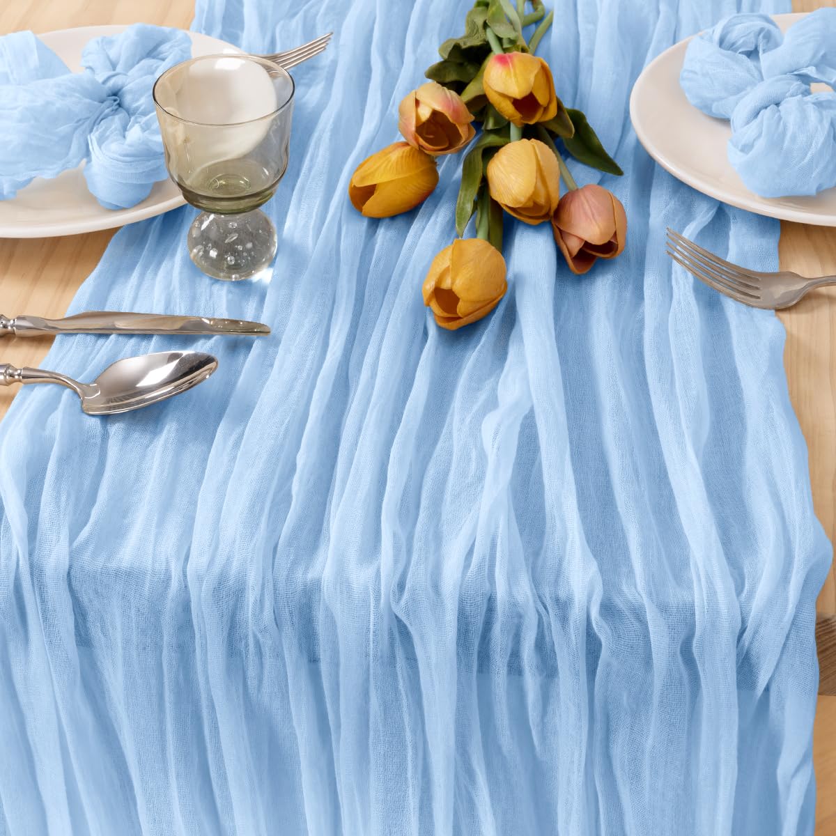 Ivory Cheesecloth Table Runner Farmhouse Fall Table Runner 10ft, 12 Pack