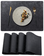 Brown Placemats Set of 4, Rustic Washable PVC Vinyl Woven for Dining Table, Stain Resistant Flat Pack No Curled Edges, Heat Resistant Non Slip, 17 x 12 Inch