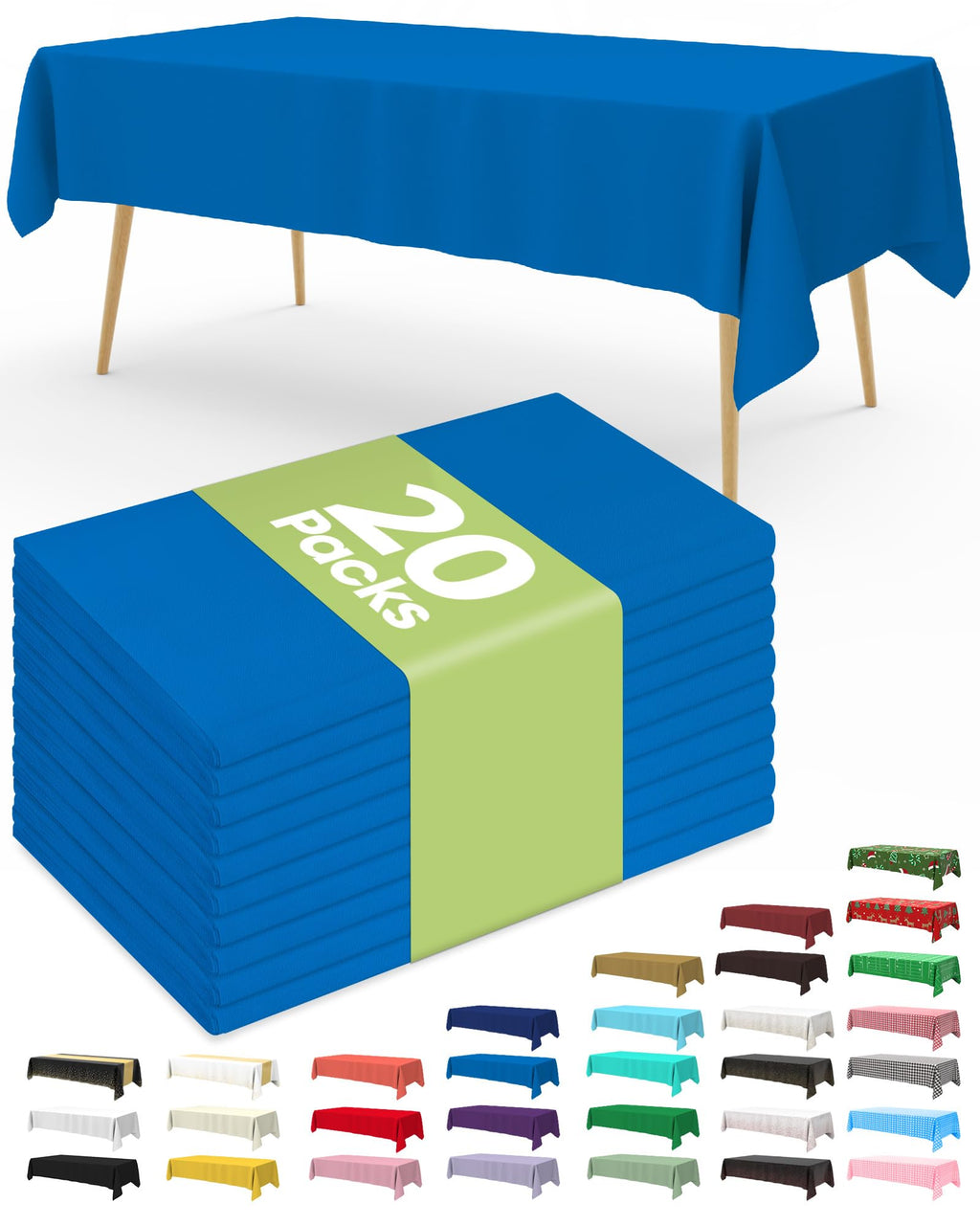 Pureegg 20 Pack Sage Green Disposable Plastic Tablecloth 54x108 Inch