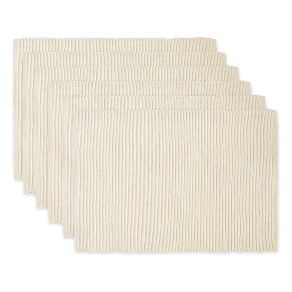 DII Basic Everyday Ribbed Tabletop 100% Cotton, Placemat Set, 13x19, Dark Brown, 6 Piece