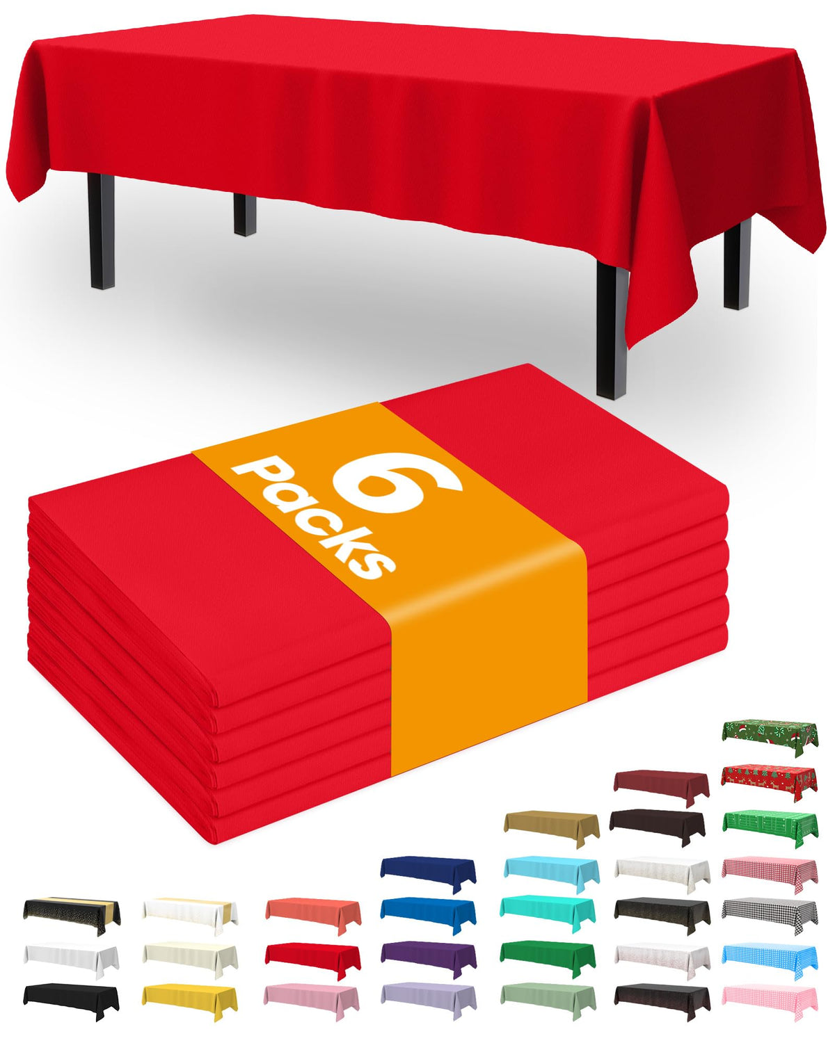 Pureegg Thanksgiving Tablecloths 6 Pack, 54 x 108 Inch, Pumpkin Harvest