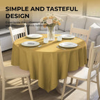 10 Pack Gold Round Tablecloth 84 Inch Round Plastic Table Cloth Disposable Waterproof Table Cover for Wedding Birthday Bridal Shower Party Decorations