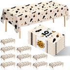 10 Pack Gold Round Tablecloth 84 Inch Round Plastic Table Cloth Disposable Waterproof Table Cover for Wedding Birthday Bridal Shower Party Decorations