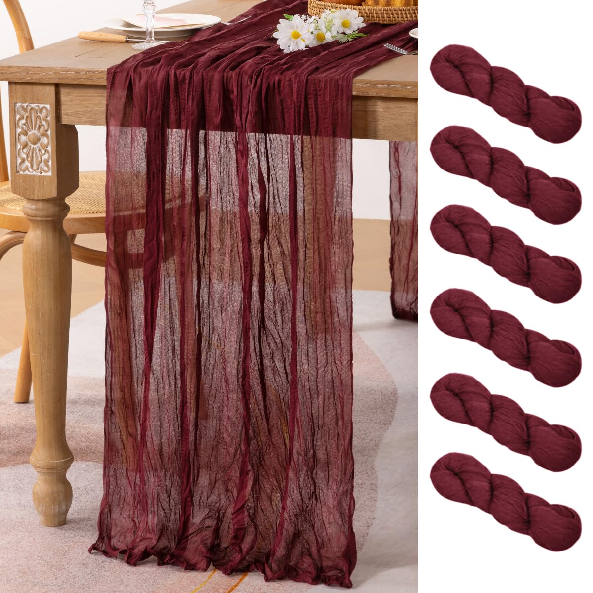 Ivory Cheesecloth Table Runner Farmhouse Fall Table Runner 10ft, 12 Pack