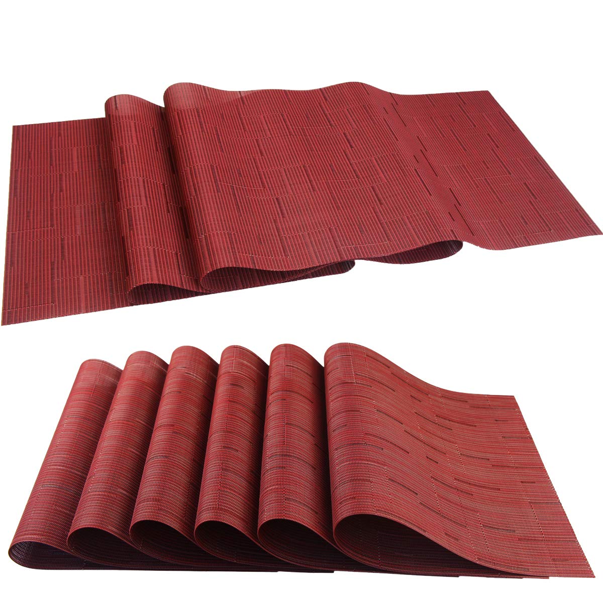 PIGCHCY Placemats,Durable Placemats for Dining Table,Washable Woven Vinyl Kitchen Placemats Set of 4 (Brown)