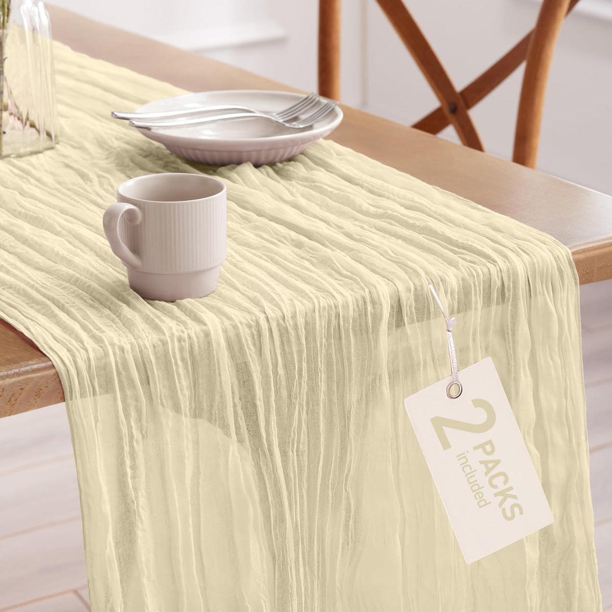 Pureegg 2 Pack Cheesecloth Table Runner 120 Inch Black