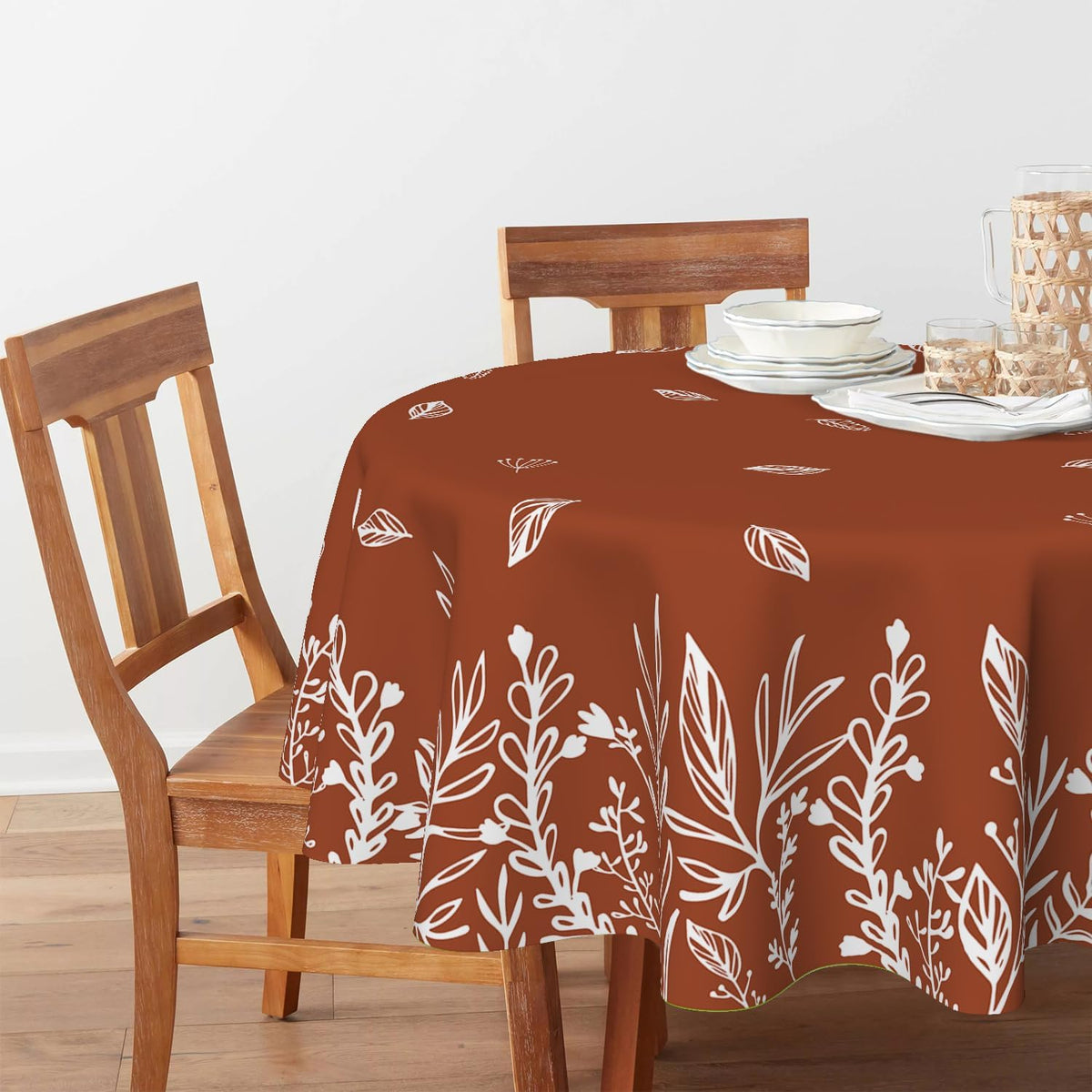 Horaldaily Fall Tablecloth 90 x 90 Inch Round Thanksgiving Wild Flowers