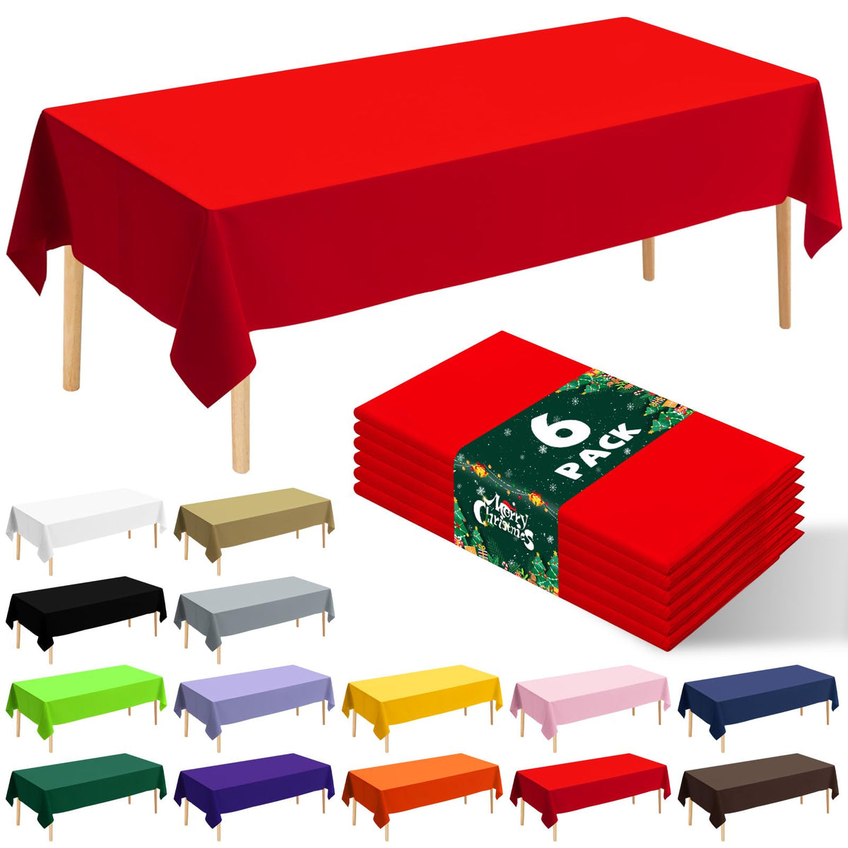 6 Pack Happy Birthday Plastic Tablecloths, 108" x 54" Rectangle Disposable Table Covers for Picnic Birthday Wedding Parties (Balloon)