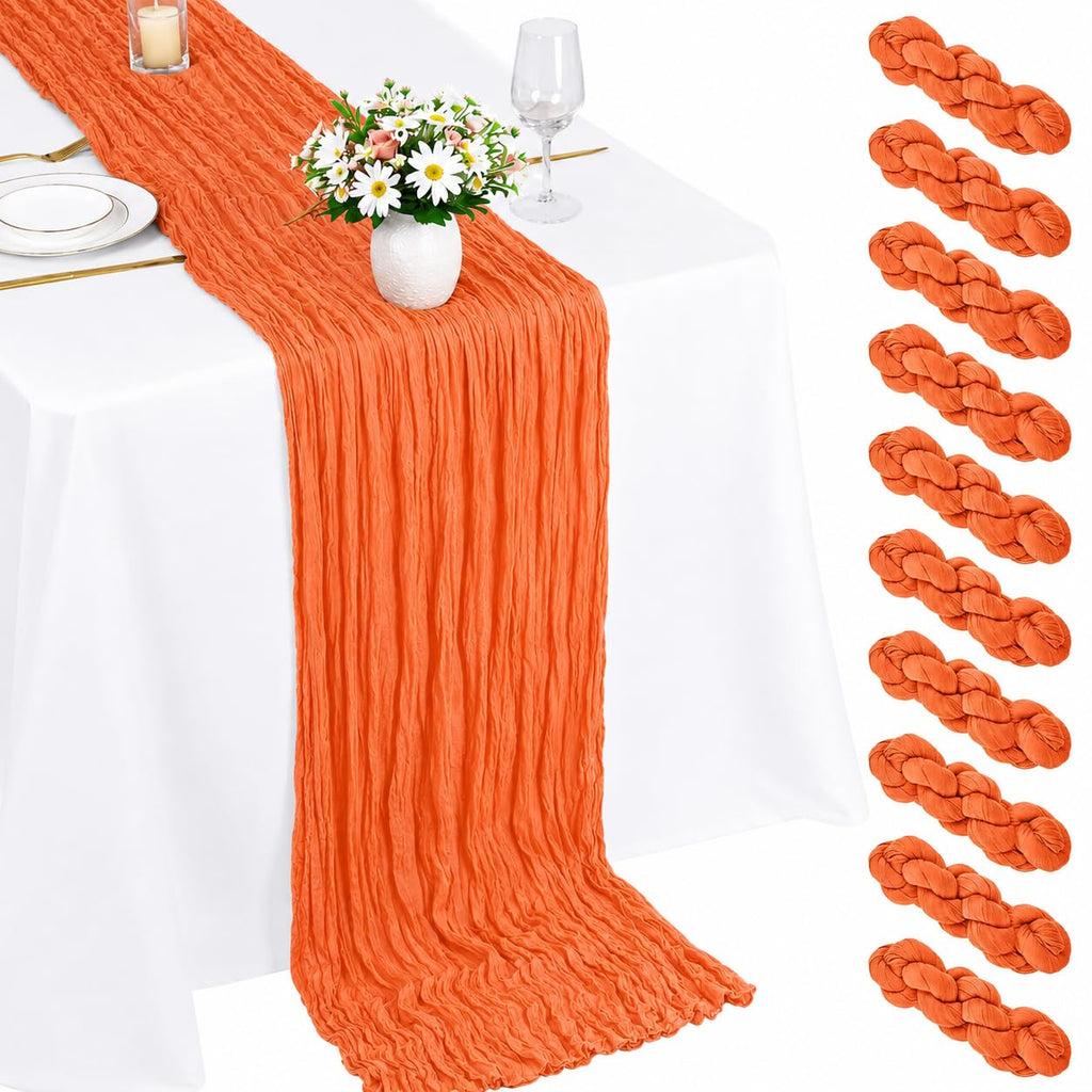 10 Pack Light Pink Cheesecloth Table Runner 22X120 Inch Gauze Table Runner