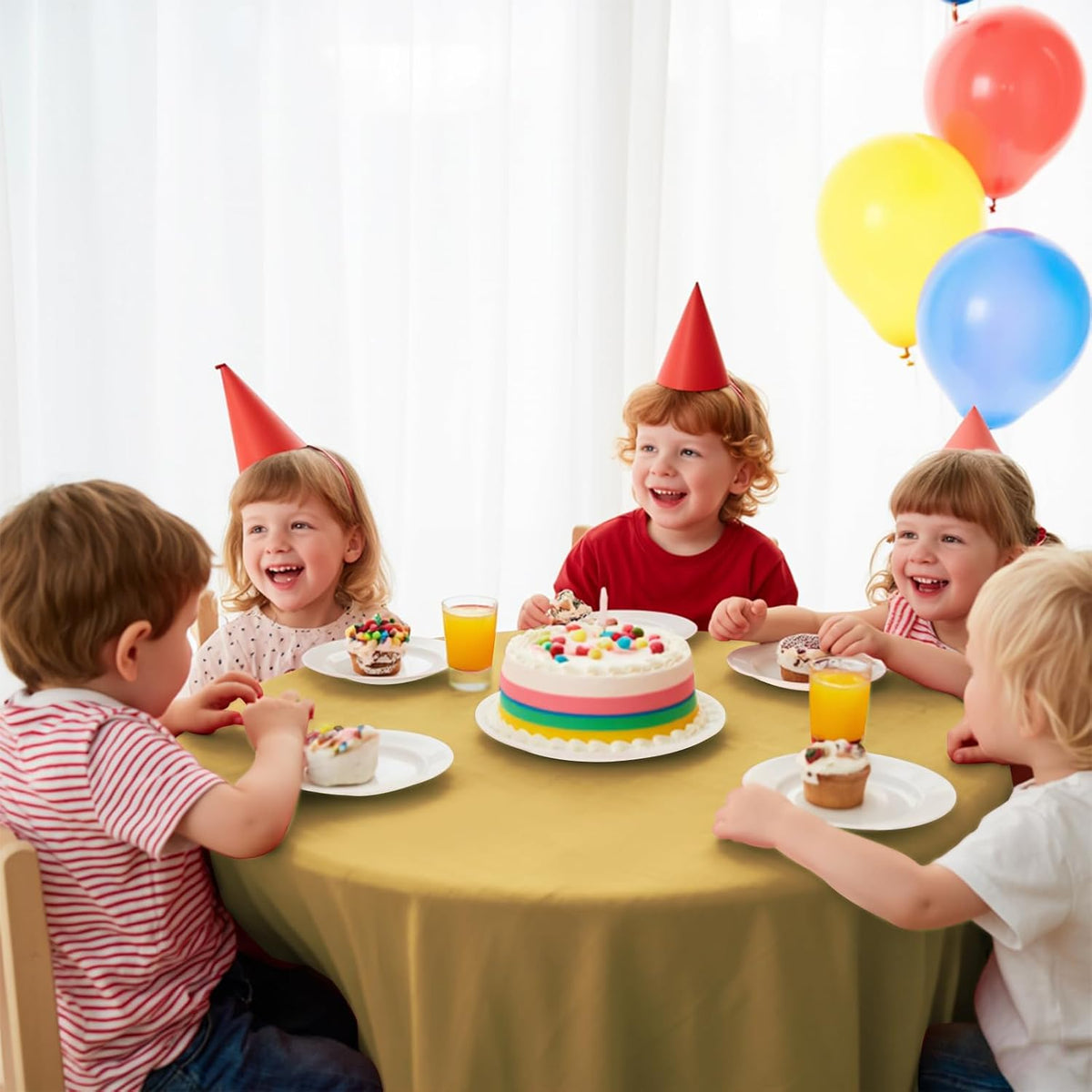 10 Pack Gold Round Tablecloth 84 Inch Round Plastic Table Cloth Disposable Waterproof Table Cover for Wedding Birthday Bridal Shower Party Decorations