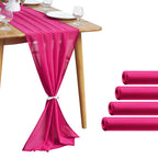 Pufogu 5 Pack 10Ft Light Yellow Chiffon Table Runner Sheer 29x120 Inch
