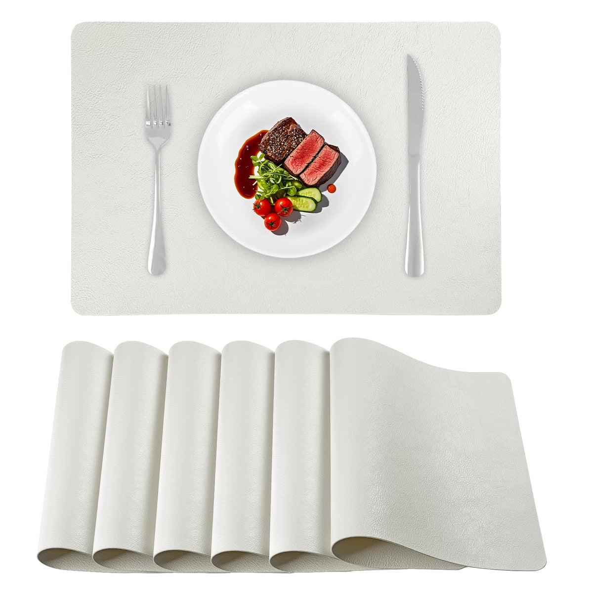 Faux Leather Placemats Set of 6, Washable Place Mats, Vinyl Placemats Wipeable Waterproof Oil-Proof Heat Resistant PU Table Mats for Dining, Kitchen, Hotel,43 * 30cm,Red