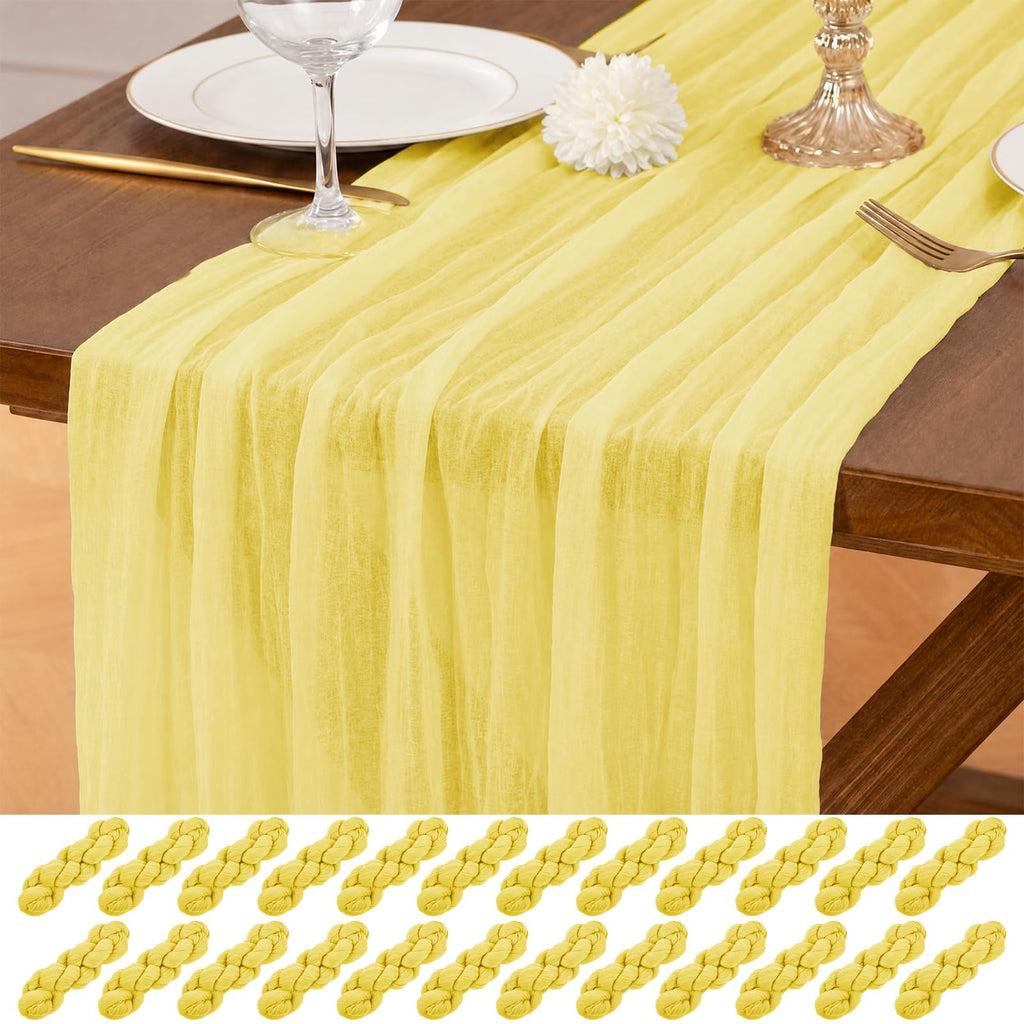 12 Pack Brown Table Runner 10Ft Cheesecloth Table Runner Rustic Gauze Table Runners Romantic Long Sheer Fabric Cheese Cloth Table Runners for Wedding Party Bridal Baby Shower