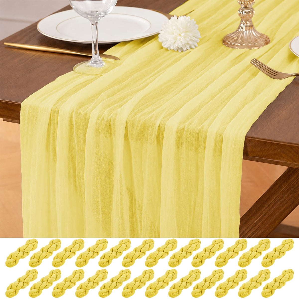12 Pack Brown Table Runner 10Ft Cheesecloth Table Runner Rustic Gauze Table Runners Romantic Long Sheer Fabric Cheese Cloth Table Runners for Wedding Party Bridal Baby Shower